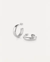 Staple Medium Hoop Earrings in silver - Image 4