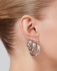 Staple Medium Hoop Earrings in silver - Image 2