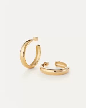 Staple Large Hoop Earrings in gold - Image 3