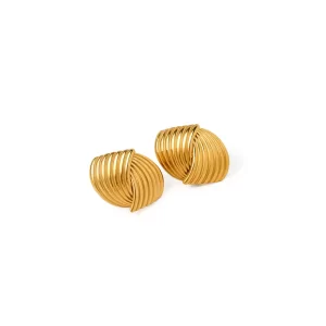 Wave Textured Statement Earrings in gold - Image 2