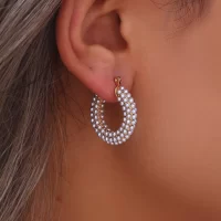 Pearl Hoop Earrings - Image 2