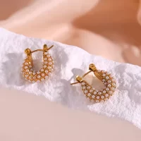 Pearl Hoop Earrings - Image 5