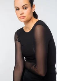 Florence Solid Double Sheer Top in black