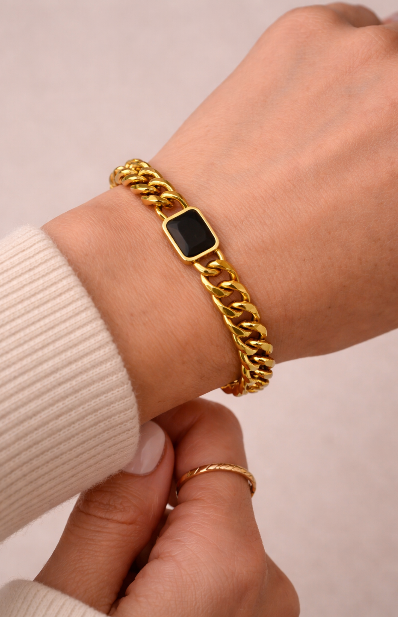 Cuban Stone Bracelet in black