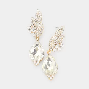 Crystal Leaf Dangle Earrings