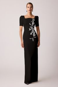 Lorili Scallop Stretch Crepe Gown