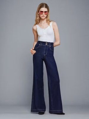 The Seamed Wide Trouser in Rinse - sz 25