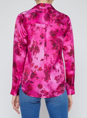 Tyler Silk Blouse in pink watercolour - Image 4