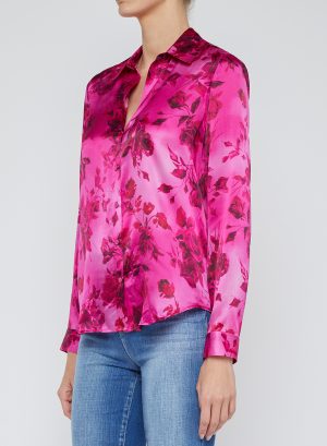 Tyler Silk Blouse in pink watercolour - Image 3