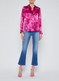 Tyler Silk Blouse in pink watercolour - Image 2