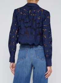 Seychelle Lace Cropped Blouse in navy - Image 4