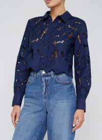 Seychelle Lace Cropped Blouse in navy - Image 3