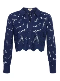 Seychelle Lace Cropped Blouse in navy - Image 5