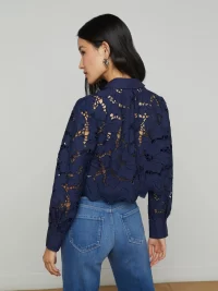 Seychelle Lace Cropped Blouse in navy - Image 7