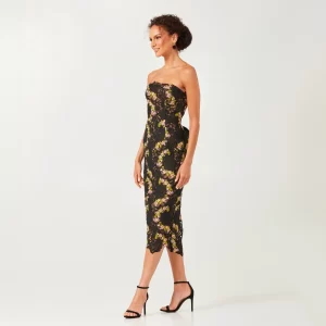 CECILIA Strapless Floral Midi Dress - Image 4