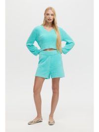 MARINA V-Neck Fuzzy Sweater in sea - coming soon - Image 2