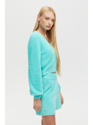 MARINA V-Neck Fuzzy Sweater in sea - coming soon - Image 5