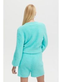 MARINA V-Neck Fuzzy Sweater in sea - coming soon - Image 4