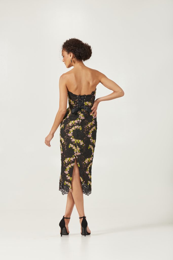 CECILIA Strapless Floral Midi Dress - Image 3