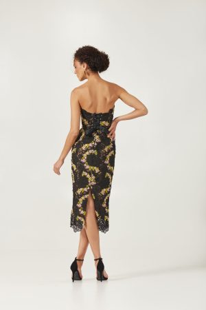 CECILIA Strapless Floral Midi Dress - Image 3