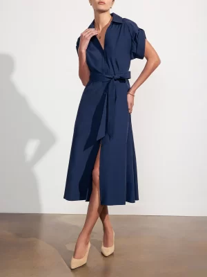 The Fia Belted Dress in Navy - Image 6