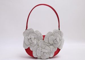 Gabby 3d Flower purse in red