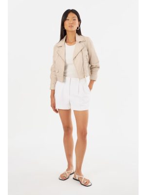 Janika Leather jacket in bone - Image 7