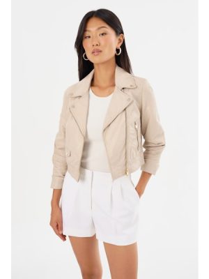 Janika Leather jacket in bone - Image 6