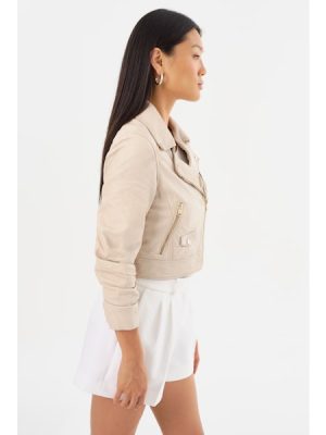 Janika Leather jacket in bone - Image 3