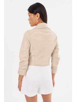 Janika Leather jacket in bone - Image 2