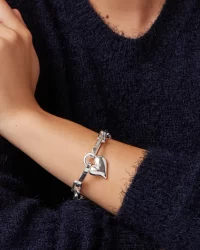 Padlock Heart Chain Bracelet in silver - Image 4