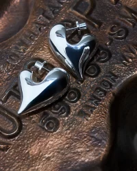 Art Heart Puff Earrings in silver - Image 4