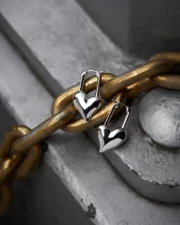 Padlock Heart Earrings in silver - Image 3