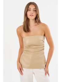 Juni Faux Leather Strapless Top - coming soon - Image 2