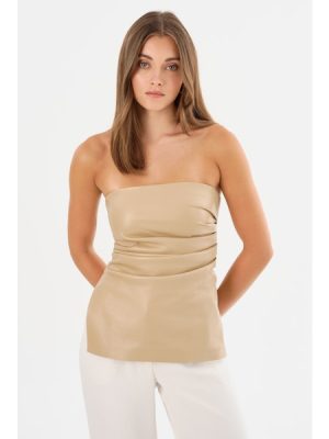 Juni Faux Leather Strapless Top - coming soon - Image 7