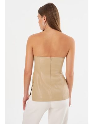 Juni Faux Leather Strapless Top - coming soon - Image 3