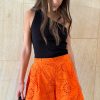 Laina Broderie Shorts in Tangerine