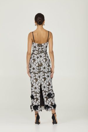 Norah Floral Column Gown in black/white – coming soon - Image 2