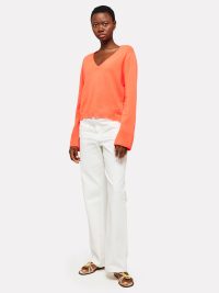 Kate Pointelle V-Neck Top in hot coral