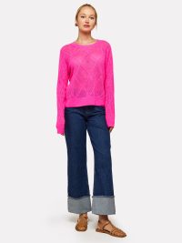 Diamond Pointelle Crew Top in pink - Image 5