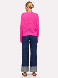 Diamond Pointelle Crew Top in pink - Image 3