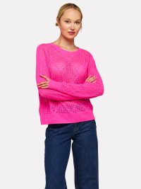 Diamond Pointelle Crew Top in pink - Image 2