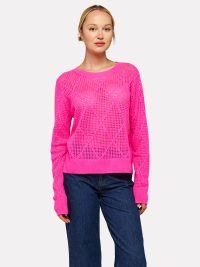 Diamond Pointelle Crew Top in pink