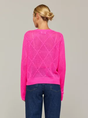 Diamond Pointelle Crew Top in pink - Image 2