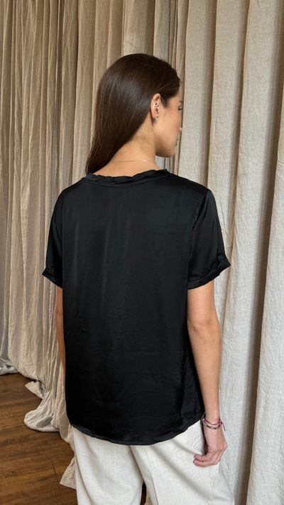 Bree Satin Top - Black - Image 2