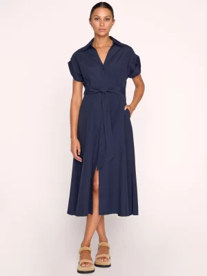 The Fia Belted Dress in Navy