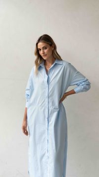 Noah Shirt Dress - Sky (coming soon March 2025) - Image 2