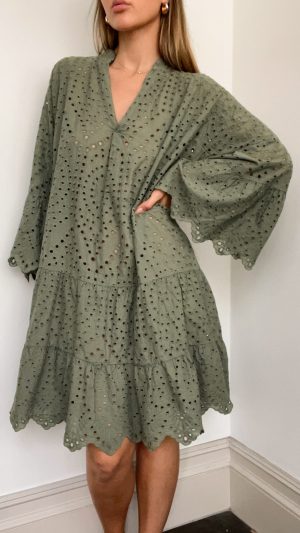 Nora Broderie Dress - Khaki (coming soon March 2025) - Image 2