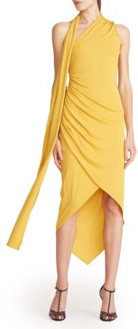 Pia Halter Drap Dress in Marigold