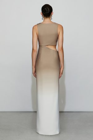 helena dress in ivory/taupe - Image 2